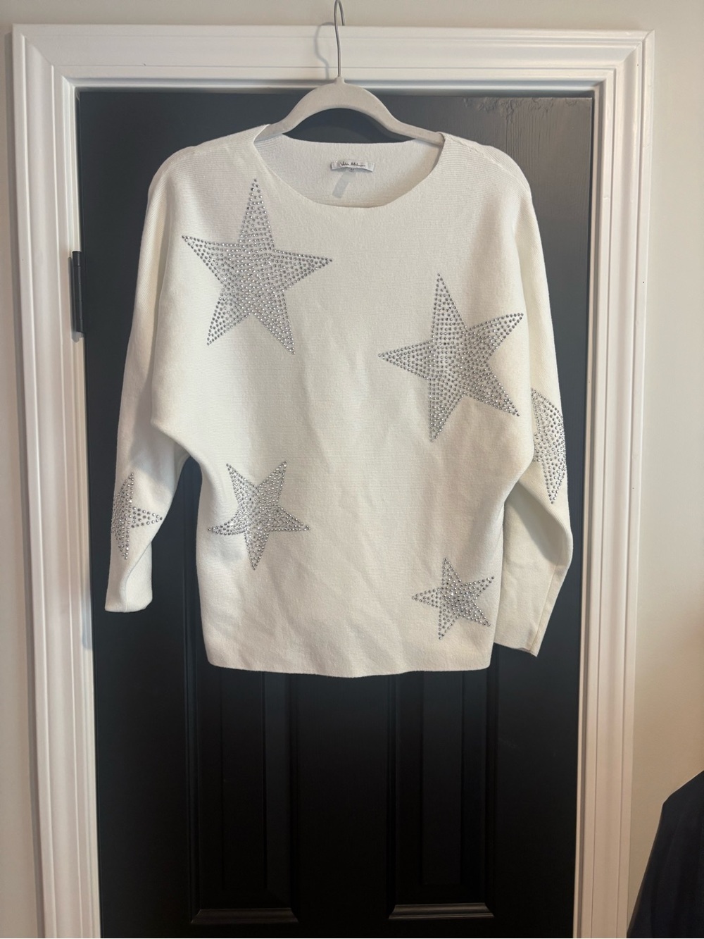 White Star-Print Crewneck Sweater